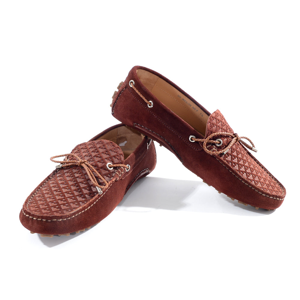 Bally Mens Slip on Boat Shoes with Design in Brown