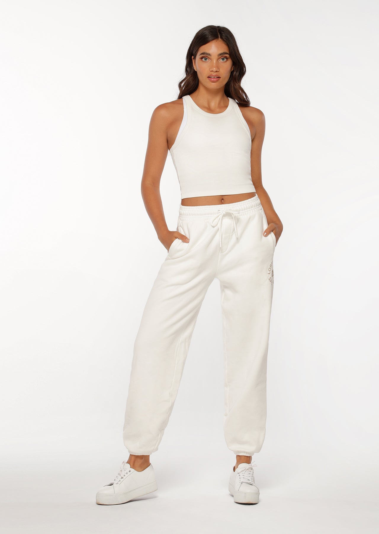 Womens white clearance jogging bottoms