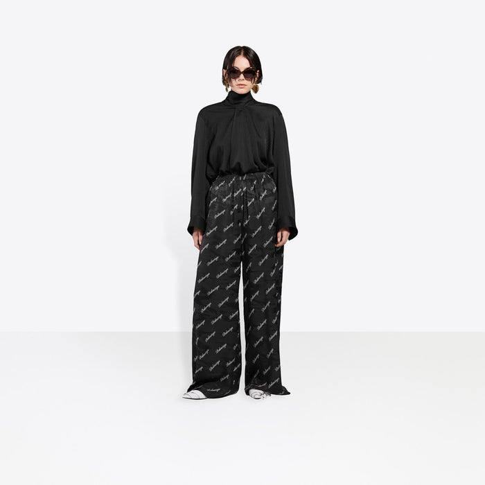 Balenciaga Womens WIDE LEG Pants in Black/ White